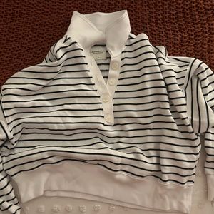 Abercrombie & Fitch cropped soft striped henley sweatshirt